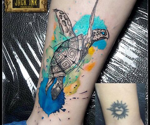 tatuaj cover cu broscuta testoasa color
